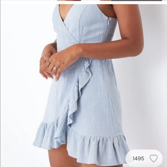 PacSun Lottie Moss light blue ruffle mini dress - Picture 2 of 14